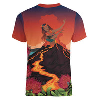 Hawaii Kilauea Volcano Women V-Neck T-Shirt Pele Goddess