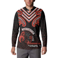 Maori Waitangi Button Sweatshirt Kotahitanga Poutama Mix Whakairo - Polynesian Pride