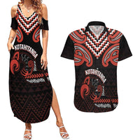 Maori Waitangi Couples Matching Summer Maxi Dress and Hawaiian Shirt Kotahitanga Poutama Mix Whakairo - Polynesian Pride
