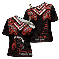 Maori Waitangi Cross Shoulder Shirt Kotahitanga Poutama Mix Whakairo - Polynesian Pride