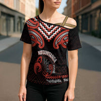 Maori Waitangi Cross Shoulder Shirt Kotahitanga Poutama Mix Whakairo - Polynesian Pride