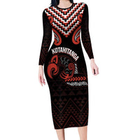 Maori Waitangi Family Matching Long Sleeve Bodycon Dress and Hawaiian Shirt Kotahitanga Poutama Mix Whakairo - Polynesian Pride