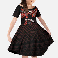 Maori Waitangi Kid Short Sleeve Dress Kotahitanga Poutama Mix Whakairo - Polynesian Pride