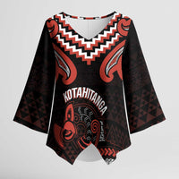 Maori Waitangi Kimono Sleeve Blouse Kotahitanga Poutama Mix Whakairo - Polynesian Pride