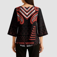 Maori Waitangi Kimono Sleeve Blouse Kotahitanga Poutama Mix Whakairo - Polynesian Pride