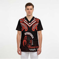 Maori Waitangi Scrub Top Kotahitanga Poutama Mix Whakairo - Polynesian Pride
