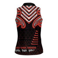 Maori Waitangi Women Sleeveless Polo Shirt Kotahitanga Poutama Mix Whakairo - Polynesian Pride