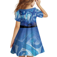 NZ Maori Matariki Scenery Kid Short Sleeve Dress Galaxy Sky LT7 - Polynesian Pride