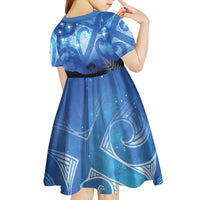 NZ Maori Matariki Scenery Kid Short Sleeve Dress Galaxy Sky LT7 - Polynesian Pride