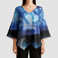 NZ Maori Matariki Scenery Kimono Sleeve Blouse Galaxy Sky