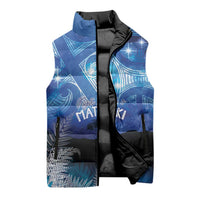 NZ Maori Matariki Scenery Sleeveless Puffer Jacket Galaxy Sky