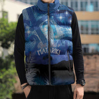 NZ Maori Matariki Scenery Sleeveless Puffer Jacket Galaxy Sky