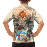 Personalized Christmas In July - Hawaii Retro Family Matching Puletasi and Hawaiian Shirt Lost In Parrot-dise