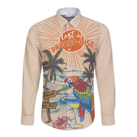 Personalized Christmas In July - Hawaii Retro Long Sleeve Button Shirt Lost In Parrot-dise