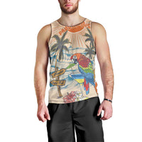Personalized Christmas In July - Hawaii Retro Men Tank Top Lost In Parrot-dise