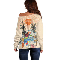 Personalized Christmas In July - Hawaii Retro Off Shoulder Sweater Lost In Parrot-dise