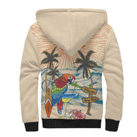 Personalized Christmas In July - Hawaii Retro Sherpa Hoodie Lost In Parrot-dise
