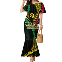 Personalised Vanuatu Mermaid Dress 43rd Hapi Indipendens Long LT7 Women Black - Polynesian Pride