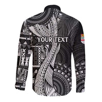 Fiji Rugby Personalised Bula Masi Long Sleeve Button Shirt Fish Tail Kaivity Cibi - Black