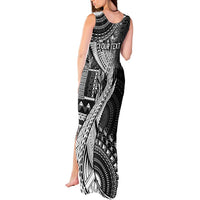 Fiji Rugby Personalised Bula Masi Tank Maxi Dress Fish Tail Kaivity Cibi - Black