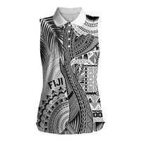 Fiji Rugby Personalised Bula Masi Women Sleeveless Polo Shirt Fish Tail Kaivity Cibi - White LT7 Female White - Polynesian Pride