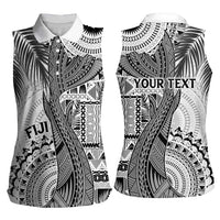 Fiji Rugby Personalised Bula Masi Women Sleeveless Polo Shirt Fish Tail Kaivity Cibi - White LT7 - Polynesian Pride