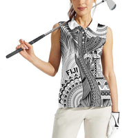 Fiji Rugby Personalised Bula Masi Women Sleeveless Polo Shirt Fish Tail Kaivity Cibi - White LT7 - Polynesian Pride