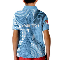 Fiji Rugby Personalised Bula Masi Kid Polo Shirt Fish Tail Kaivity Cibi - Turquoise LT7 - Polynesian Pride