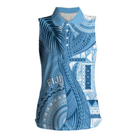 Fiji Rugby Personalised Bula Masi Women Sleeveless Polo Shirt Fish Tail Kaivity Cibi - Turquoise LT7 Female Turquoise - Polynesian Pride