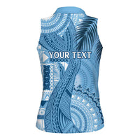 Fiji Rugby Personalised Bula Masi Women Sleeveless Polo Shirt Fish Tail Kaivity Cibi - Turquoise LT7 - Polynesian Pride