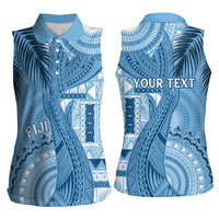 Fiji Rugby Personalised Bula Masi Women Sleeveless Polo Shirt Fish Tail Kaivity Cibi - Turquoise LT7 - Polynesian Pride