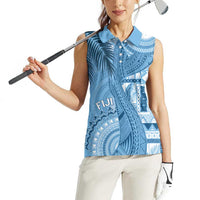 Fiji Rugby Personalised Bula Masi Women Sleeveless Polo Shirt Fish Tail Kaivity Cibi - Turquoise LT7 - Polynesian Pride