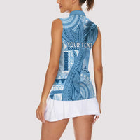 Fiji Rugby Personalised Bula Masi Women Sleeveless Polo Shirt Fish Tail Kaivity Cibi - Turquoise LT7 - Polynesian Pride