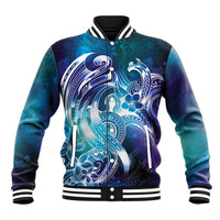 Aloha Hawaii Turtle Baseball Jacket Teal Purple Ribbon - Polynesian Pride