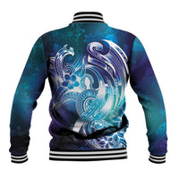 Aloha Hawaii Turtle Baseball Jacket Teal Purple Ribbon - Polynesian Pride