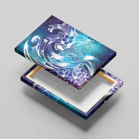 Aloha Hawaii Turtle Canvas Wall Art Teal Purple Ribbon - Polynesian Pride