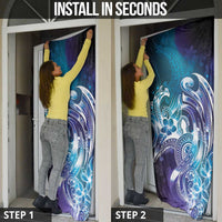 Aloha Hawaii Turtle Door Cover Teal Purple Ribbon - Polynesian Pride