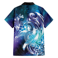 Aloha Hawaii Turtle Family Matching Off The Shoulder Long Sleeve Dress and Hawaiian Shirt Teal Purple Ribbon - Polynesian Pride