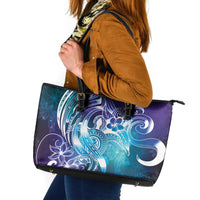 Aloha Hawaii Turtle Leather Tote Bag Teal Purple Ribbon LT7 Purple Teal - Polynesian Pride