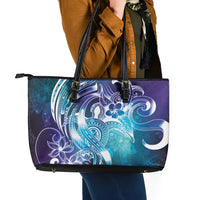 Aloha Hawaii Turtle Leather Tote Bag Teal Purple Ribbon LT7 - Polynesian Pride