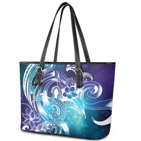 Aloha Hawaii Turtle Leather Tote Bag Teal Purple Ribbon LT7 - Polynesian Pride
