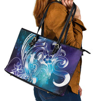 Aloha Hawaii Turtle Leather Tote Bag Teal Purple Ribbon LT7 - Polynesian Pride