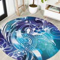 Aloha Hawaii Turtle Round Carpet Teal Purple Ribbon - Polynesian Pride