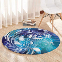 Aloha Hawaii Turtle Round Carpet Teal Purple Ribbon - Polynesian Pride