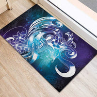 Aloha Hawaii Turtle Rubber Doormat Teal Purple Ribbon - Polynesian Pride