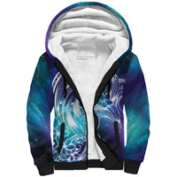 Aloha Hawaii Turtle Sherpa Hoodie Teal Purple Ribbon - Polynesian Pride
