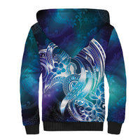 Aloha Hawaii Turtle Sherpa Hoodie Teal Purple Ribbon - Polynesian Pride