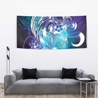 Aloha Hawaii Turtle Tapestry Teal Purple Ribbon - Polynesian Pride