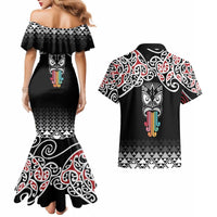 Kia Kaha Te Reo Maori Couples Matching Mermaid Dress and Hawaiian Shirt 50 Years Mo Ake Tonu Te Reo - Polynesian Pride