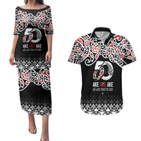 Kia Kaha Te Reo Maori Couples Matching Puletasi and Hawaiian Shirt 50 Years Mo Ake Tonu Te Reo - Polynesian Pride